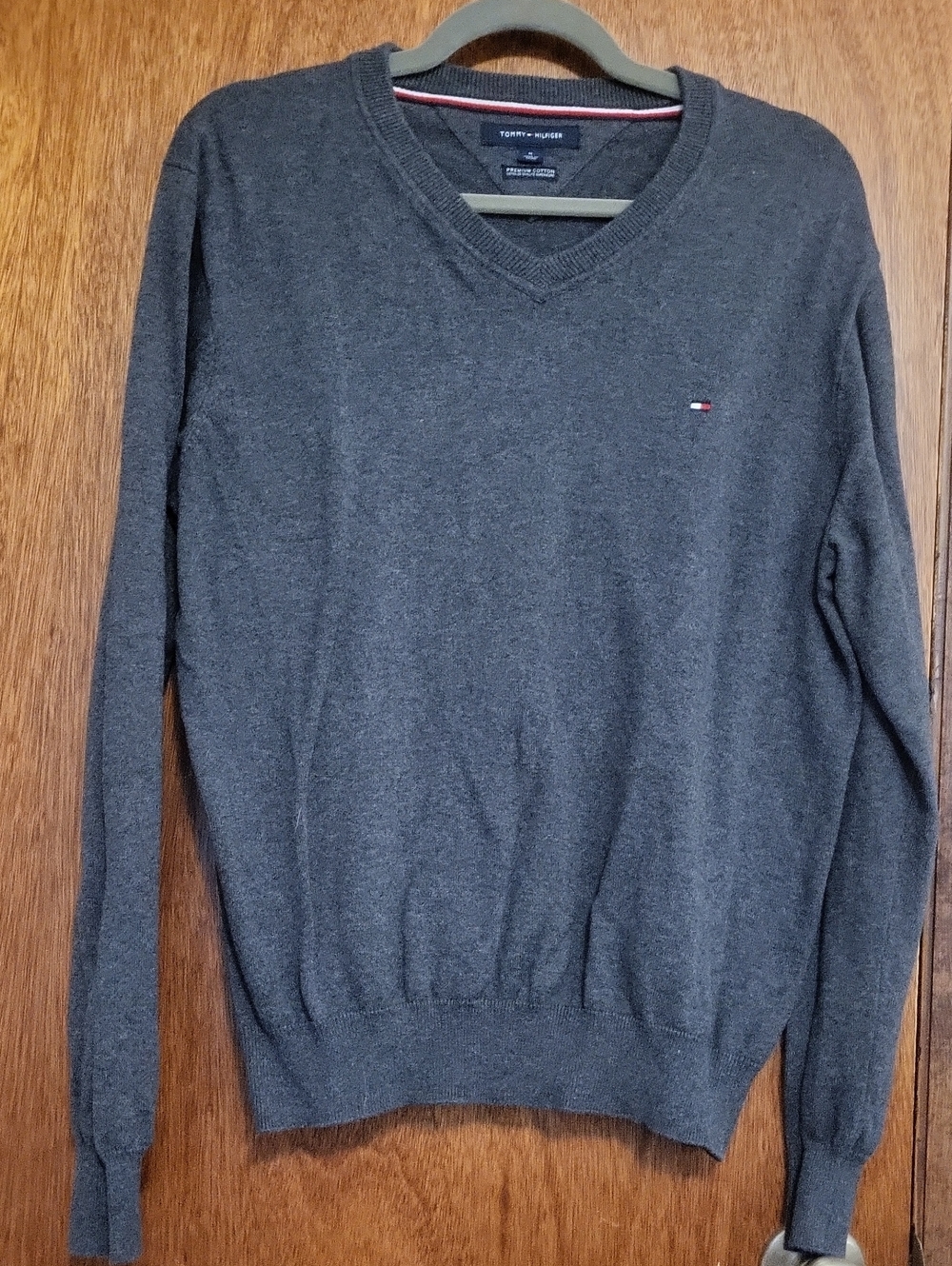 Tommy Hilfiger Men's Dark Gray V-Neck Sweater